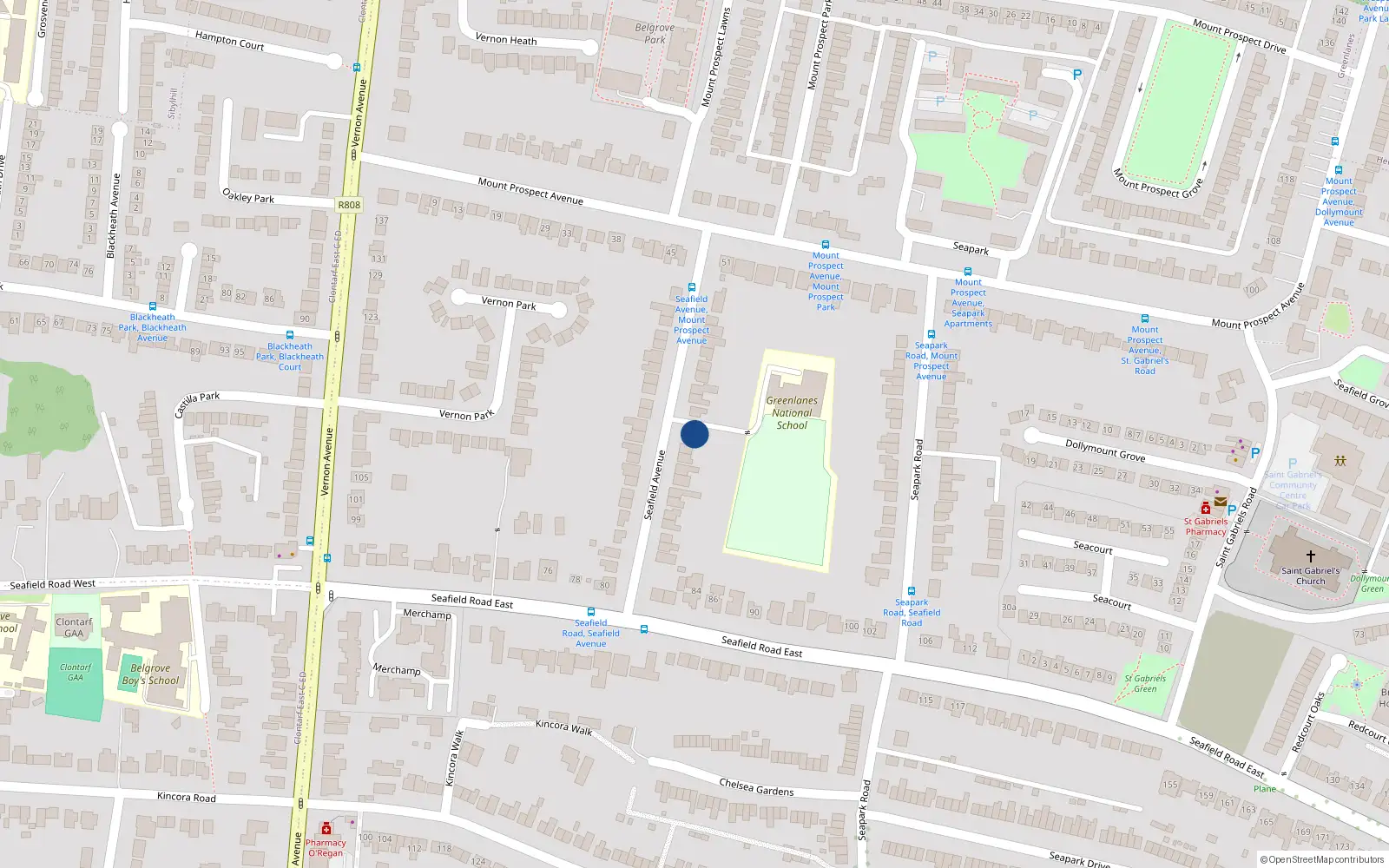 Overhead map showing the location of 22 Seafield Avenue, Dublin 3