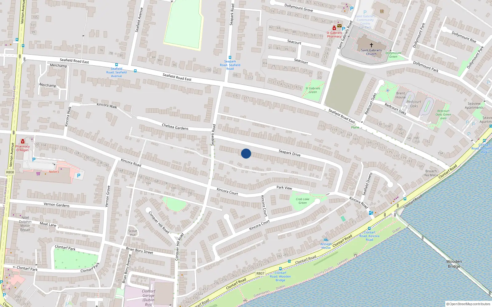 Overhead map showing the location of 22 Seapark Drive, Dublin 3