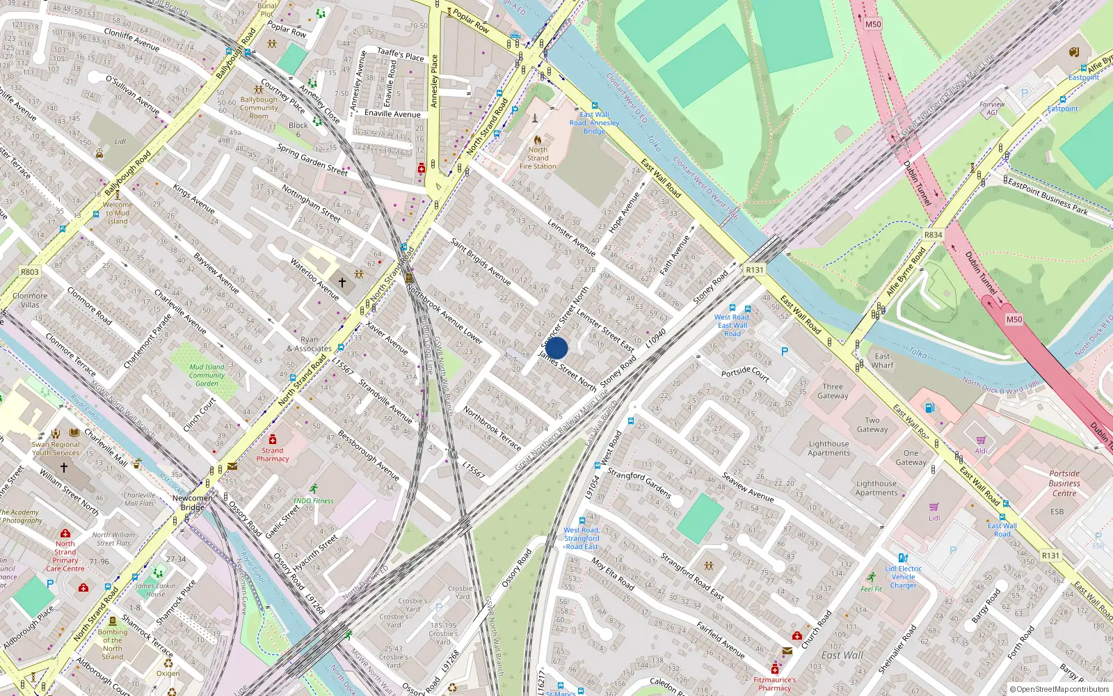 Overhead map showing the location of 22 Spencer Street North, North Strand