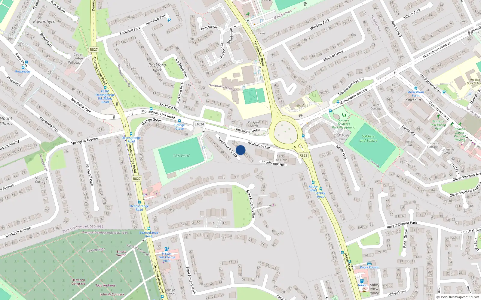 Overhead map showing the location of 22 Stradbrook Close, Stradbrook Hill, Blackrock