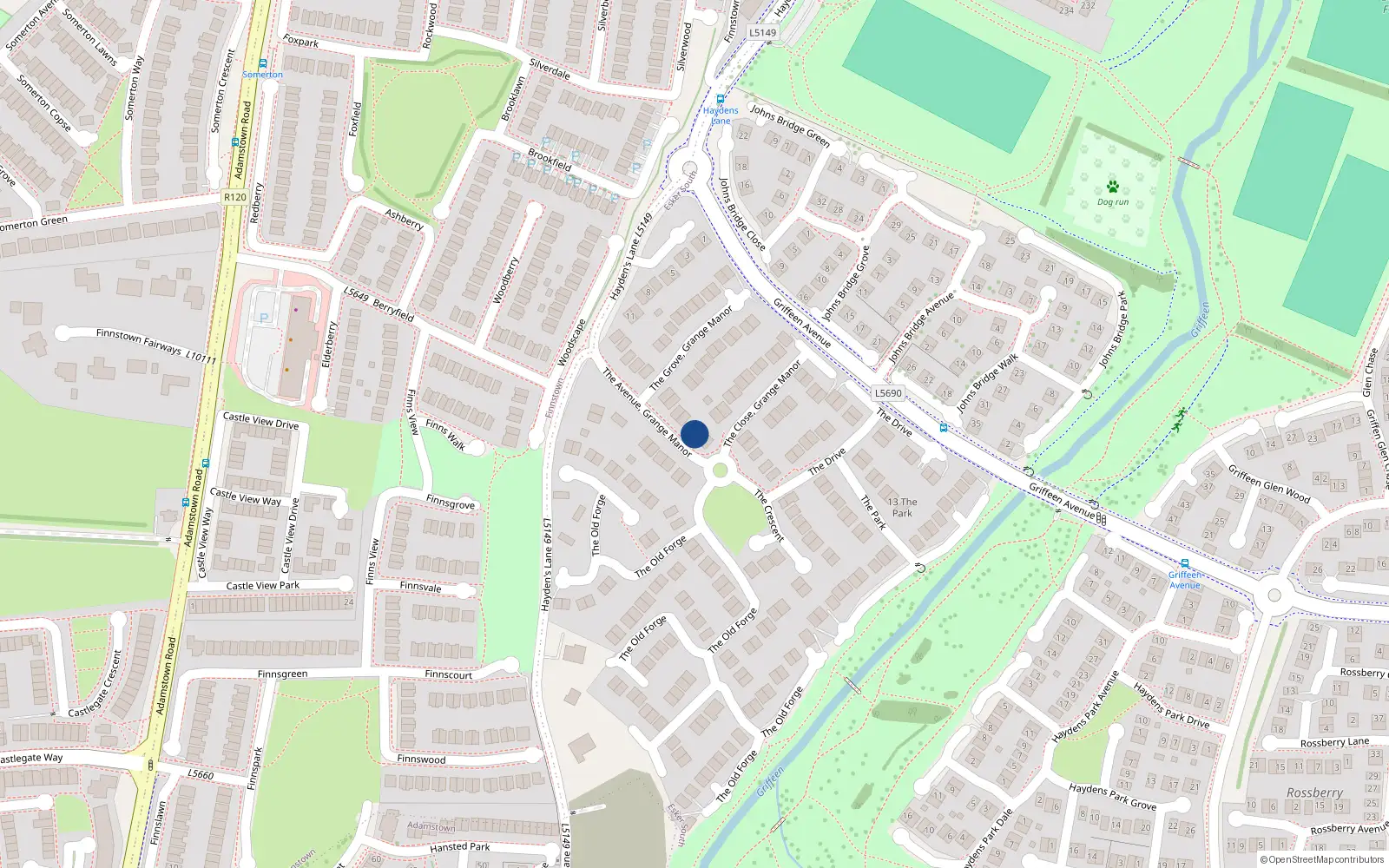 Overhead map showing the location of 22 The Avenue, Lucan