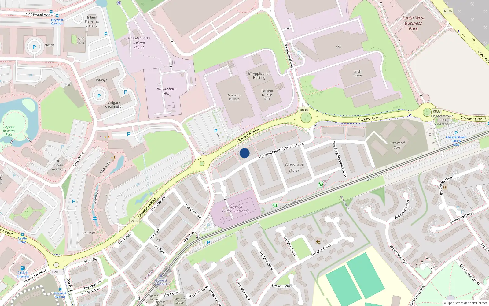 Overhead map showing the location of 22 The Boulevard, Brownsbarn