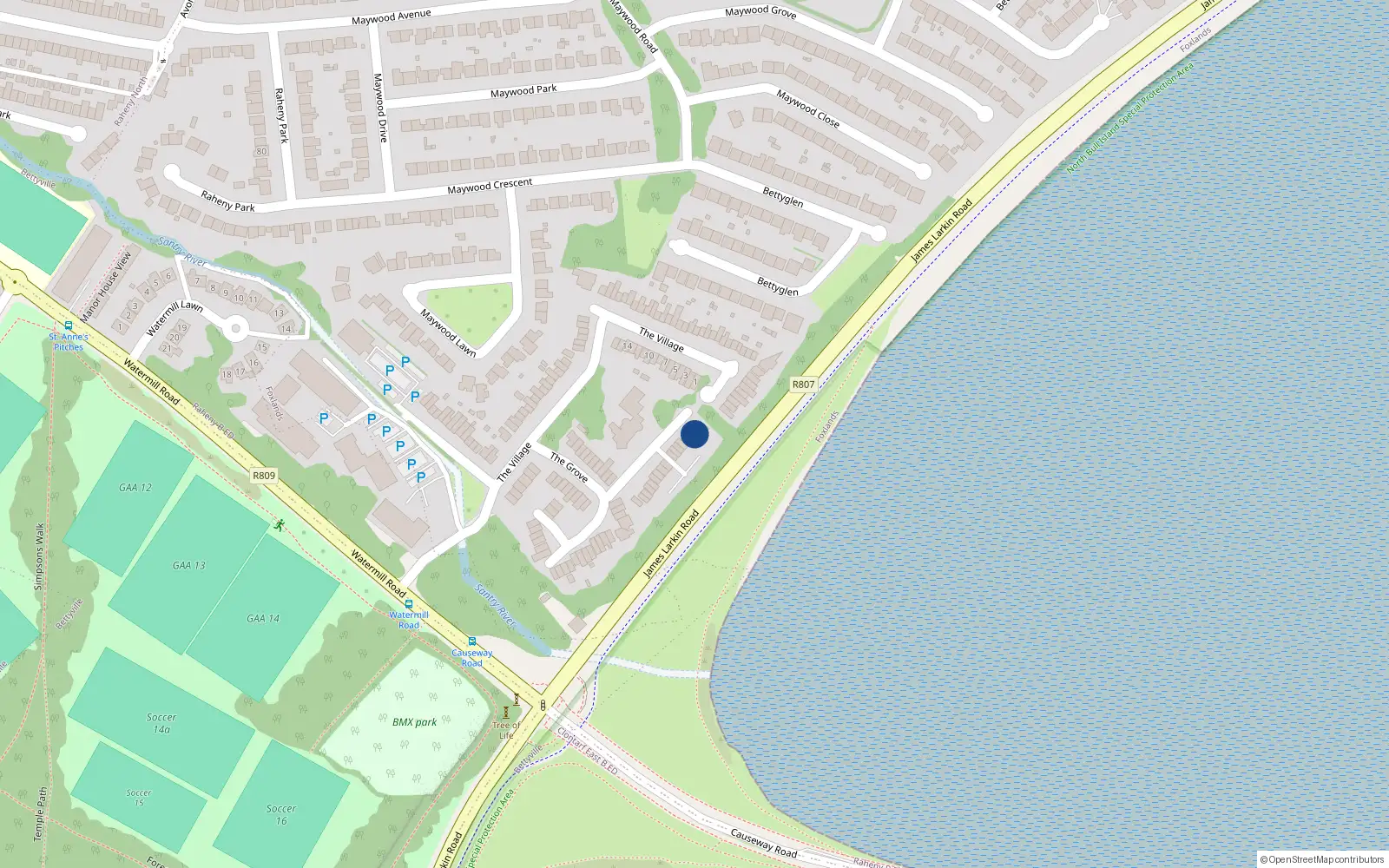 Overhead map showing the location of 22 The Court, Raheny Dublin 5