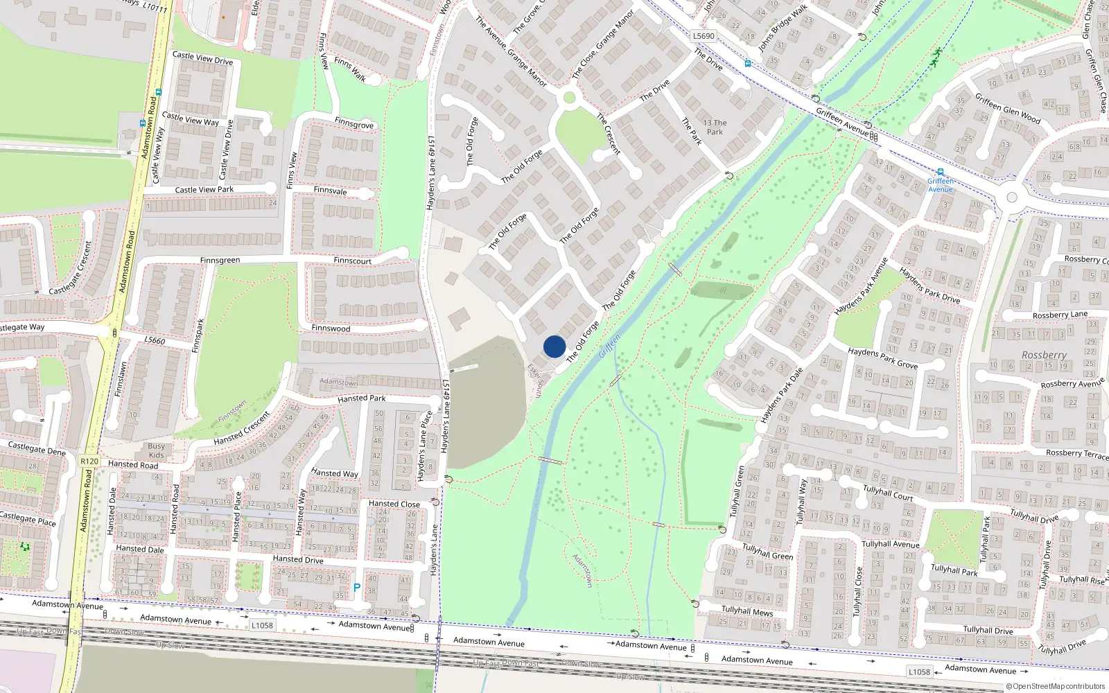 Overhead map showing the location of 22 the Old Forge, Haydens Lane, Lucan