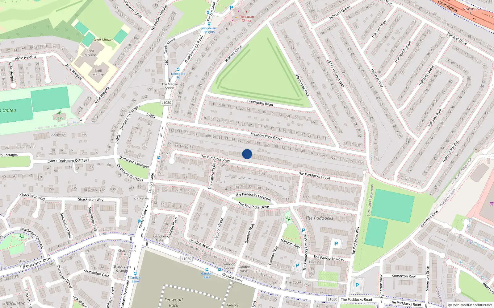 Overhead map showing the location of 22 The Paddocks View, Lucan