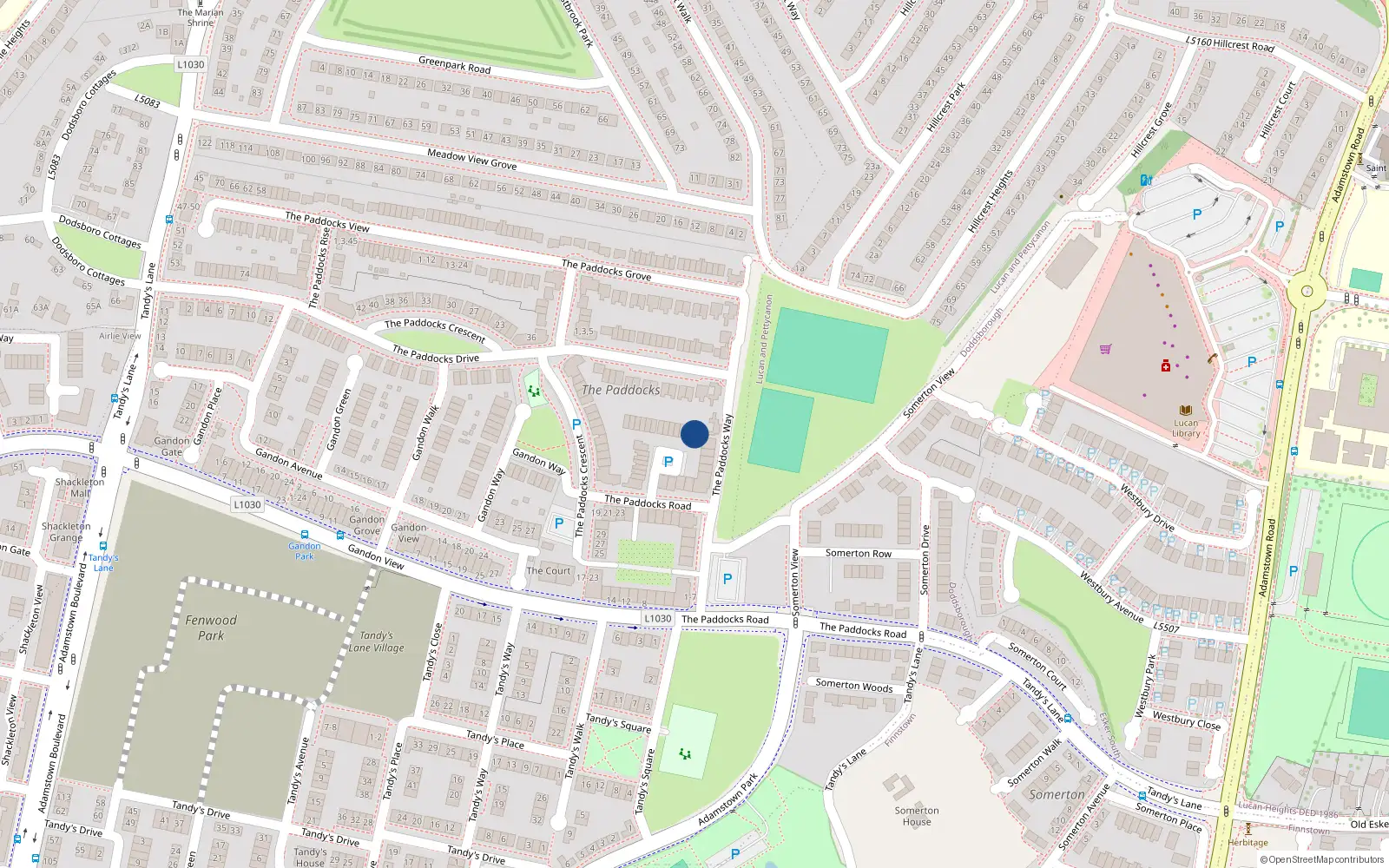 Overhead map showing the location of 22 the Padocks Place, The Paddocks, Adamstown