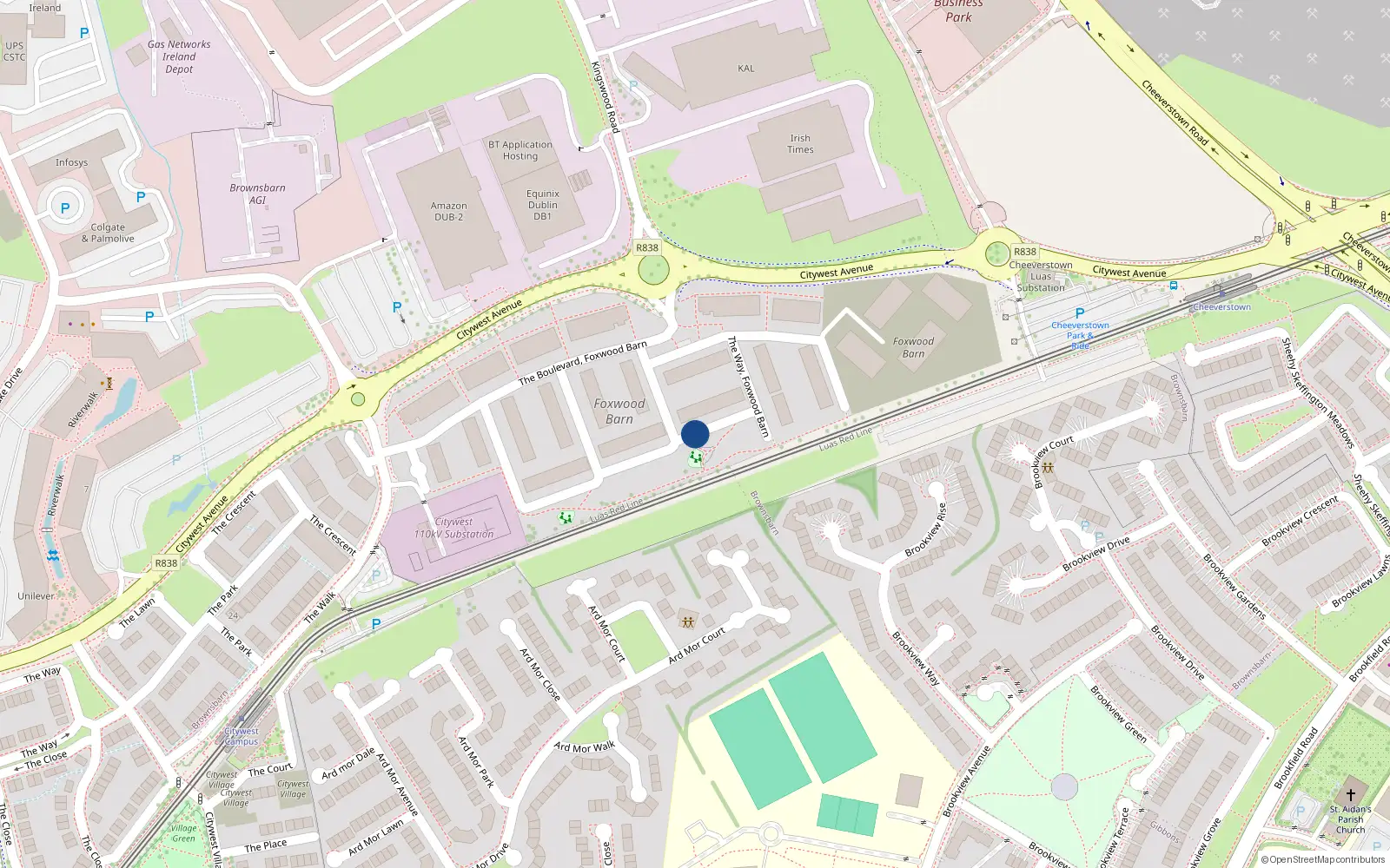 Overhead map showing the location of 22 The Park, Citywest