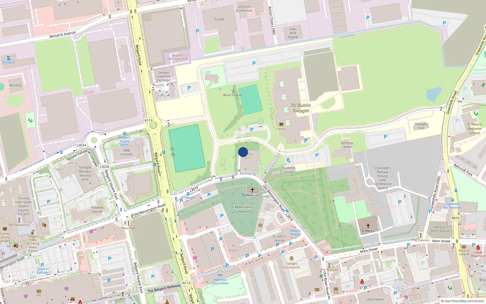Overhead map showing the location of 22 Tramway Court, Old Blessington Road, Dublin 24