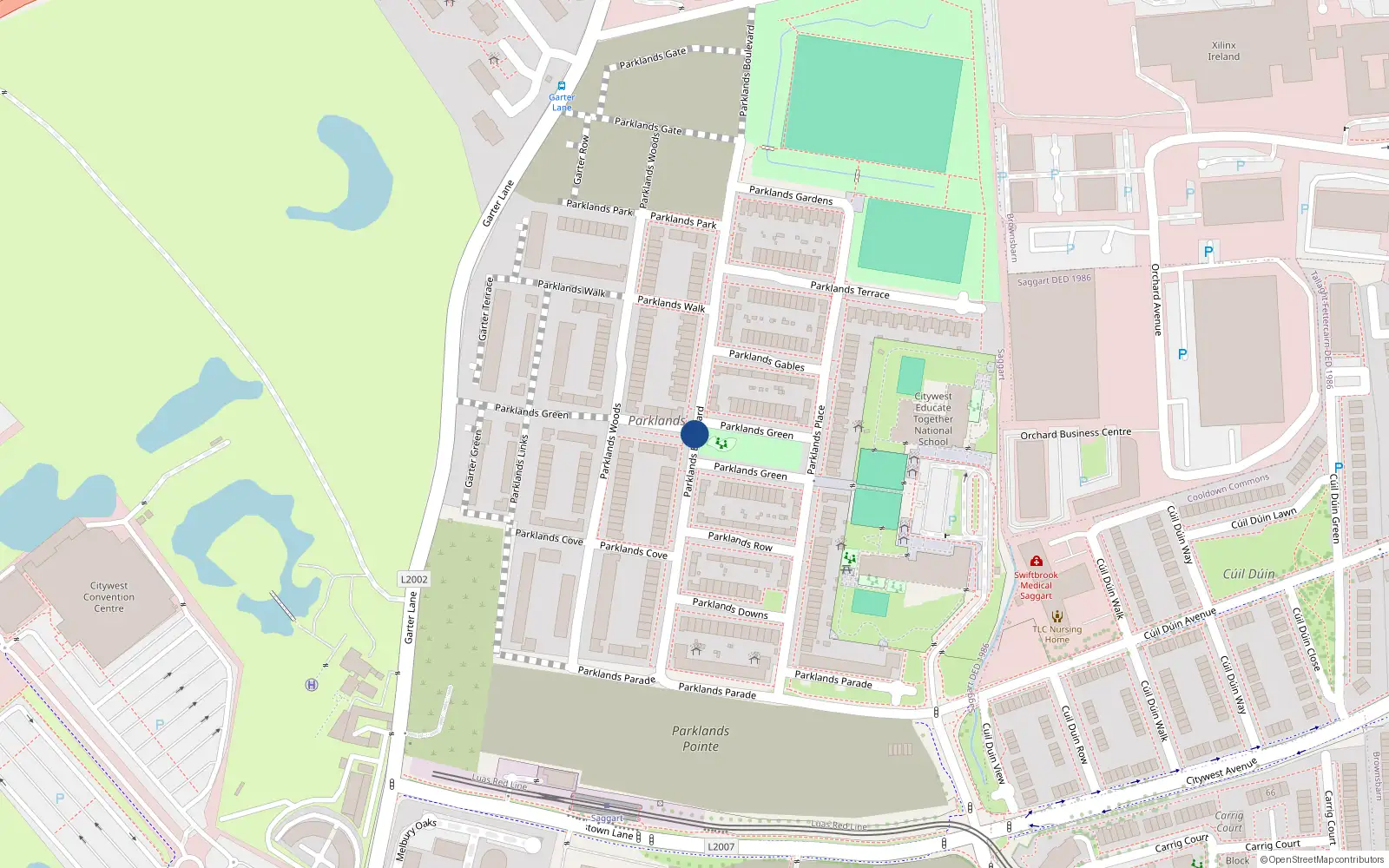 Overhead map showing the location of 22 Units, Parklands Green, Saggart
