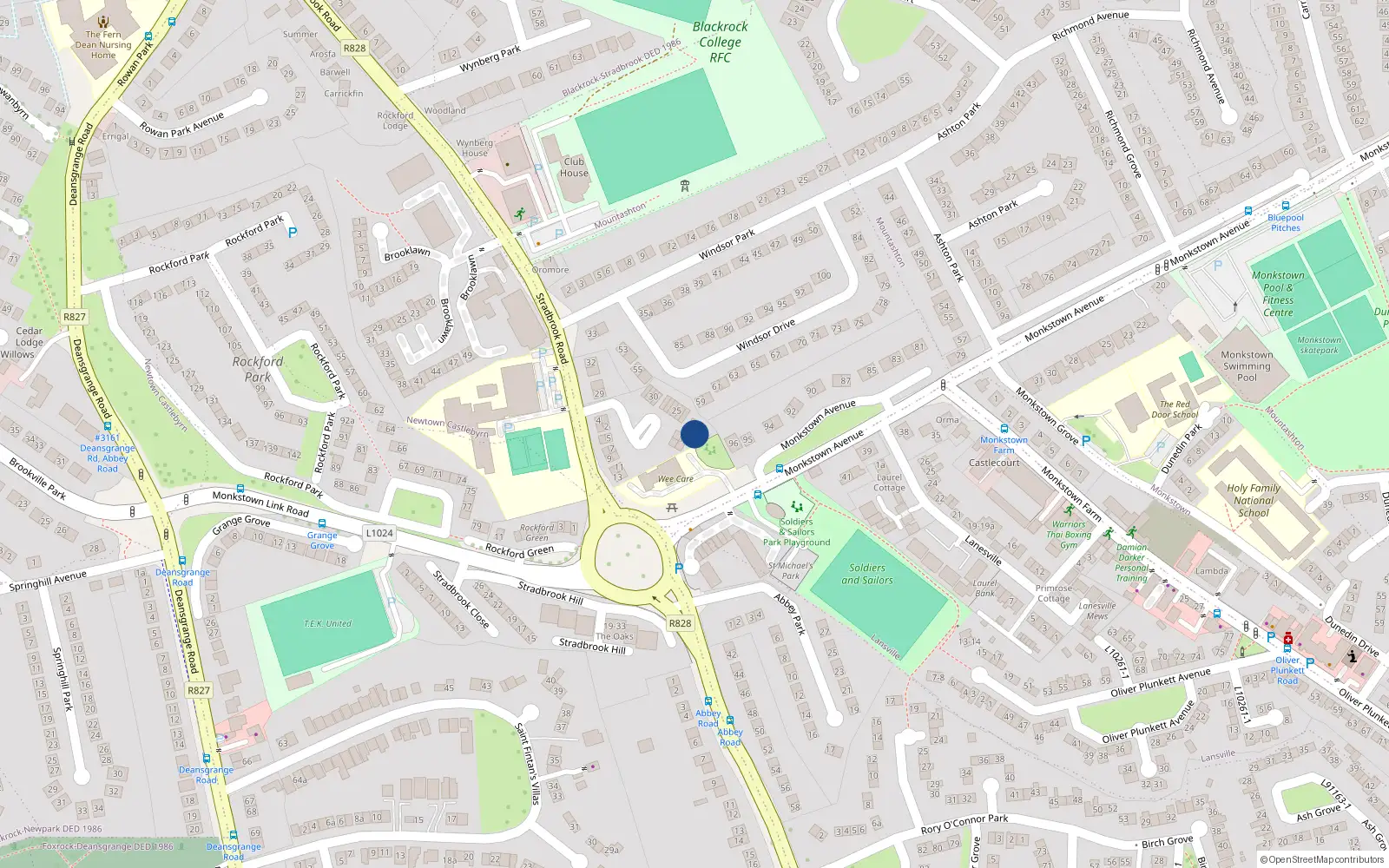 Overhead map showing the location of 22 Windsor Court, Stradbrook Road, Blackrock