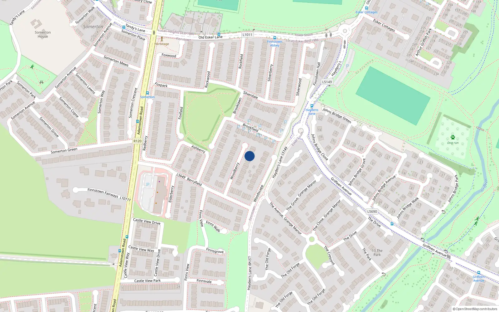 Overhead map showing the location of 22 Woodberry, Lucan