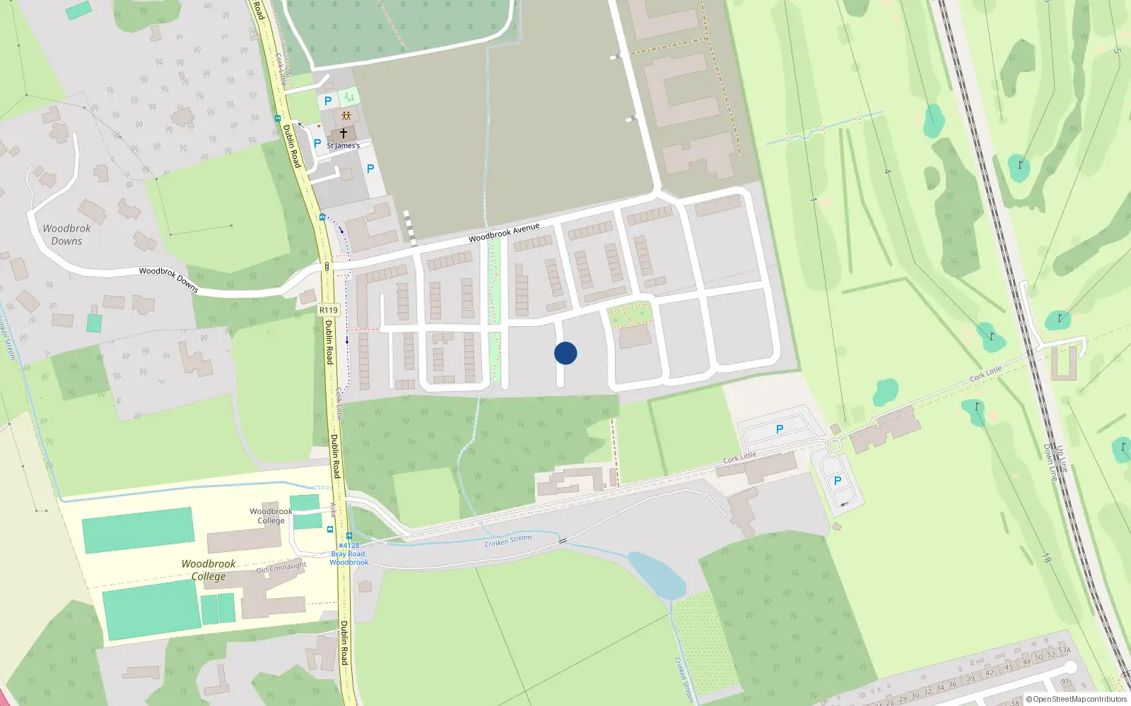 Overhead map showing the location of 22 Woodbrook Copse, Bray