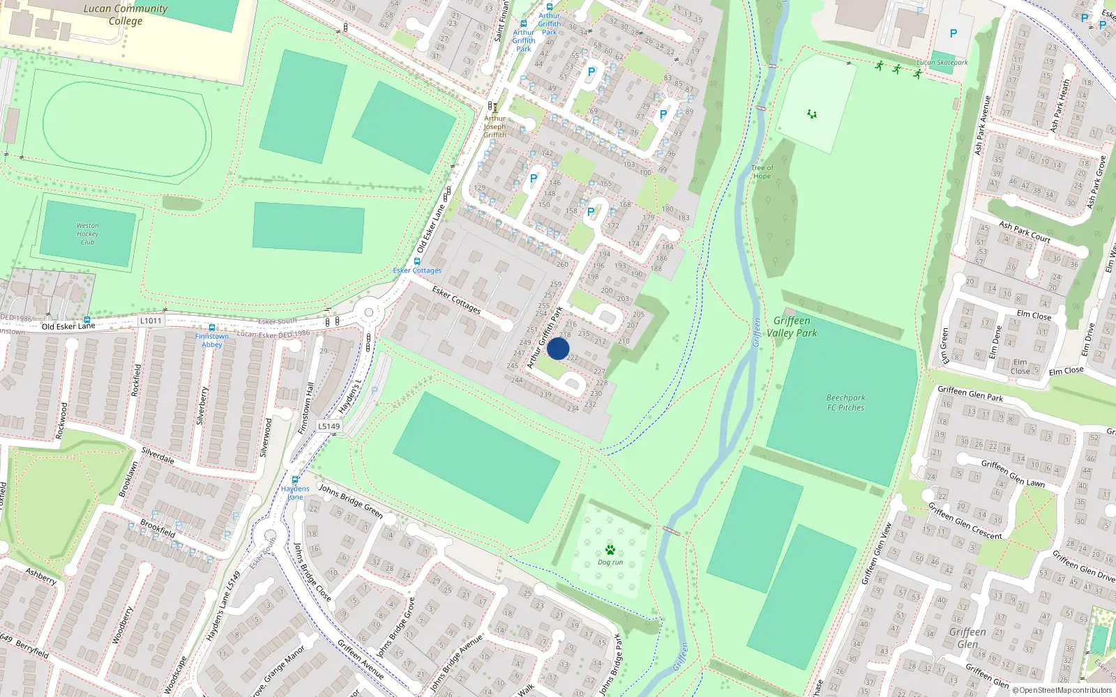 Overhead map showing the location of 221 Arthur Griffith Park, Lucan