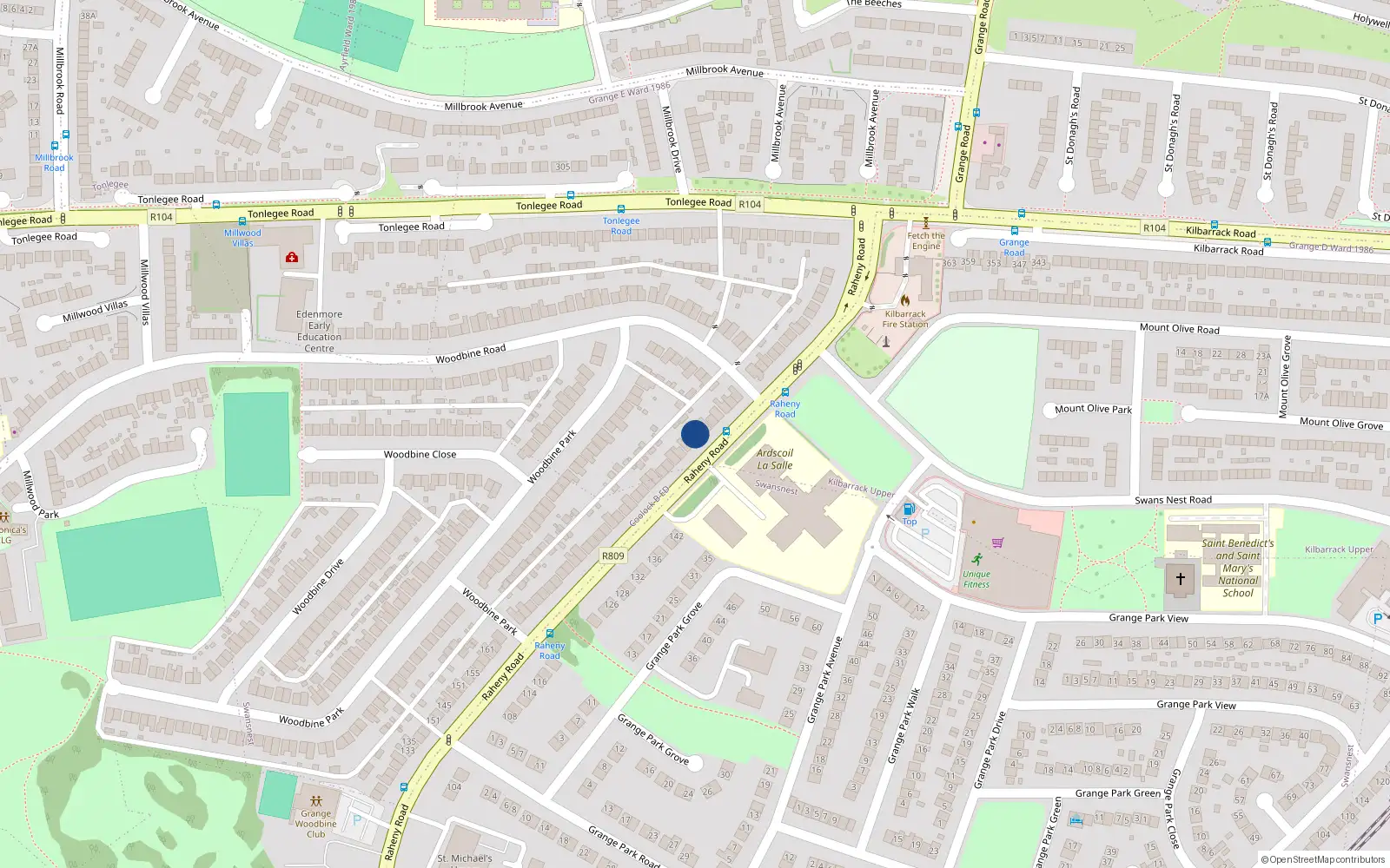 Overhead map showing the location of 221 Raheny Road, Dublin 5, Dublin