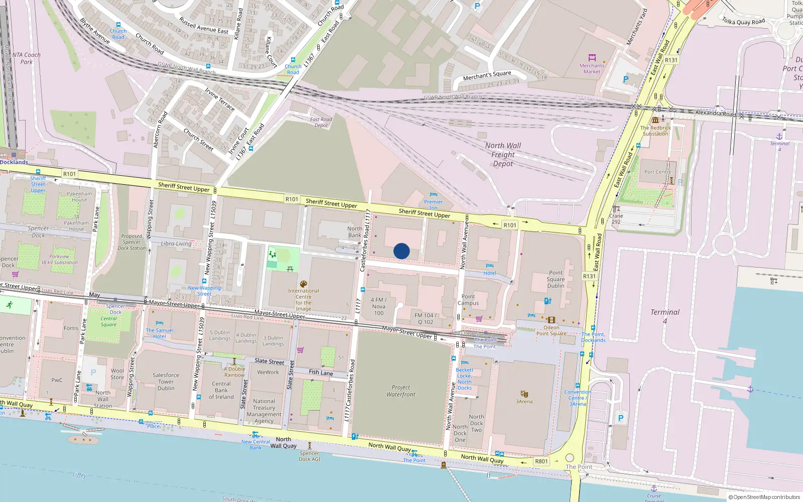 Overhead map showing the location of 223 Castleforbes Square, Dublin 1