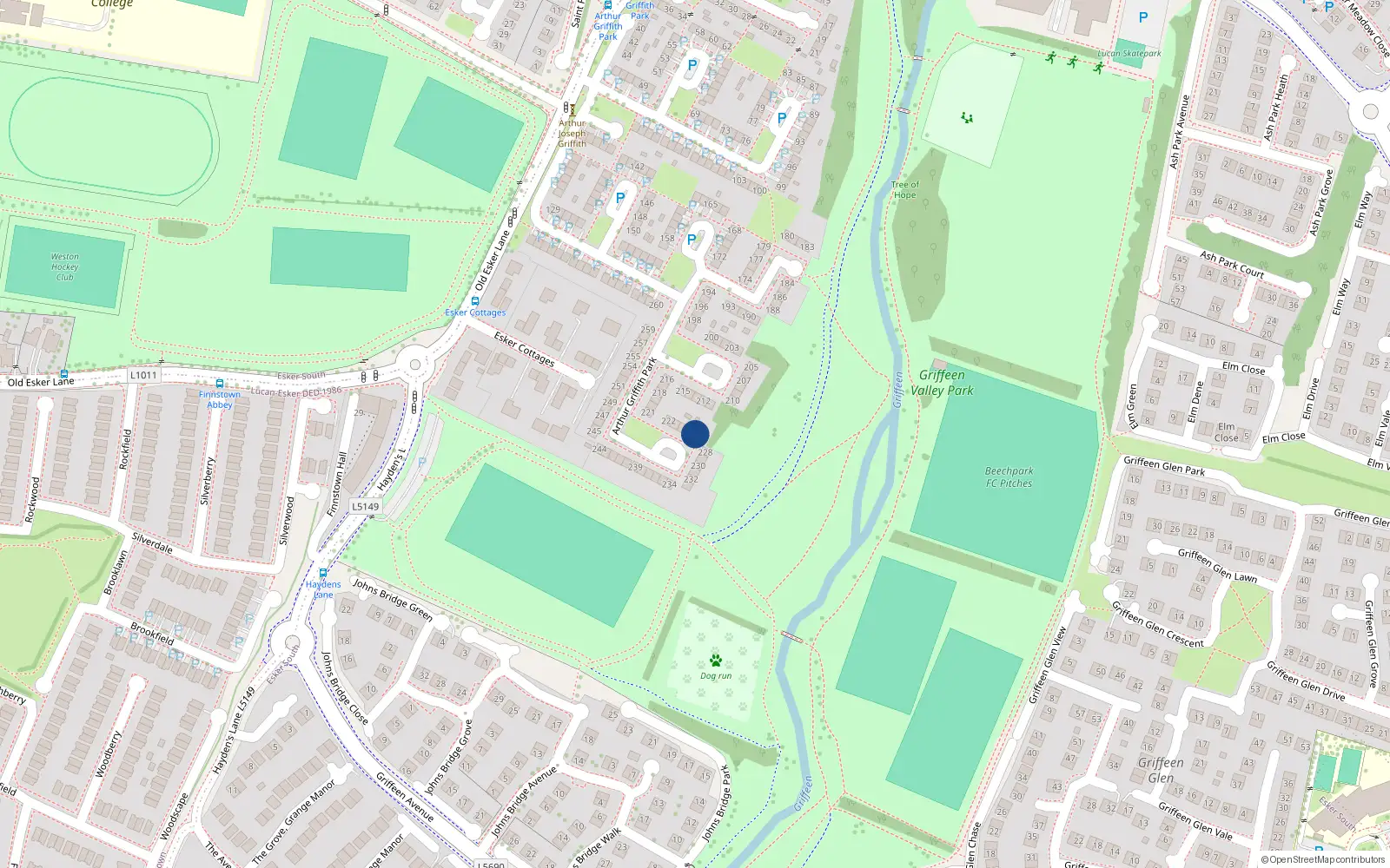 Overhead map showing the location of 226 Arthur Griffith Park, Lucan