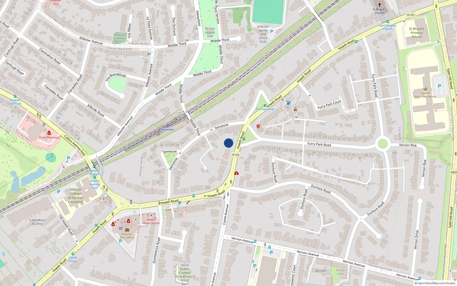 Overhead map showing the location of 226A Howth Road, Dublin 3