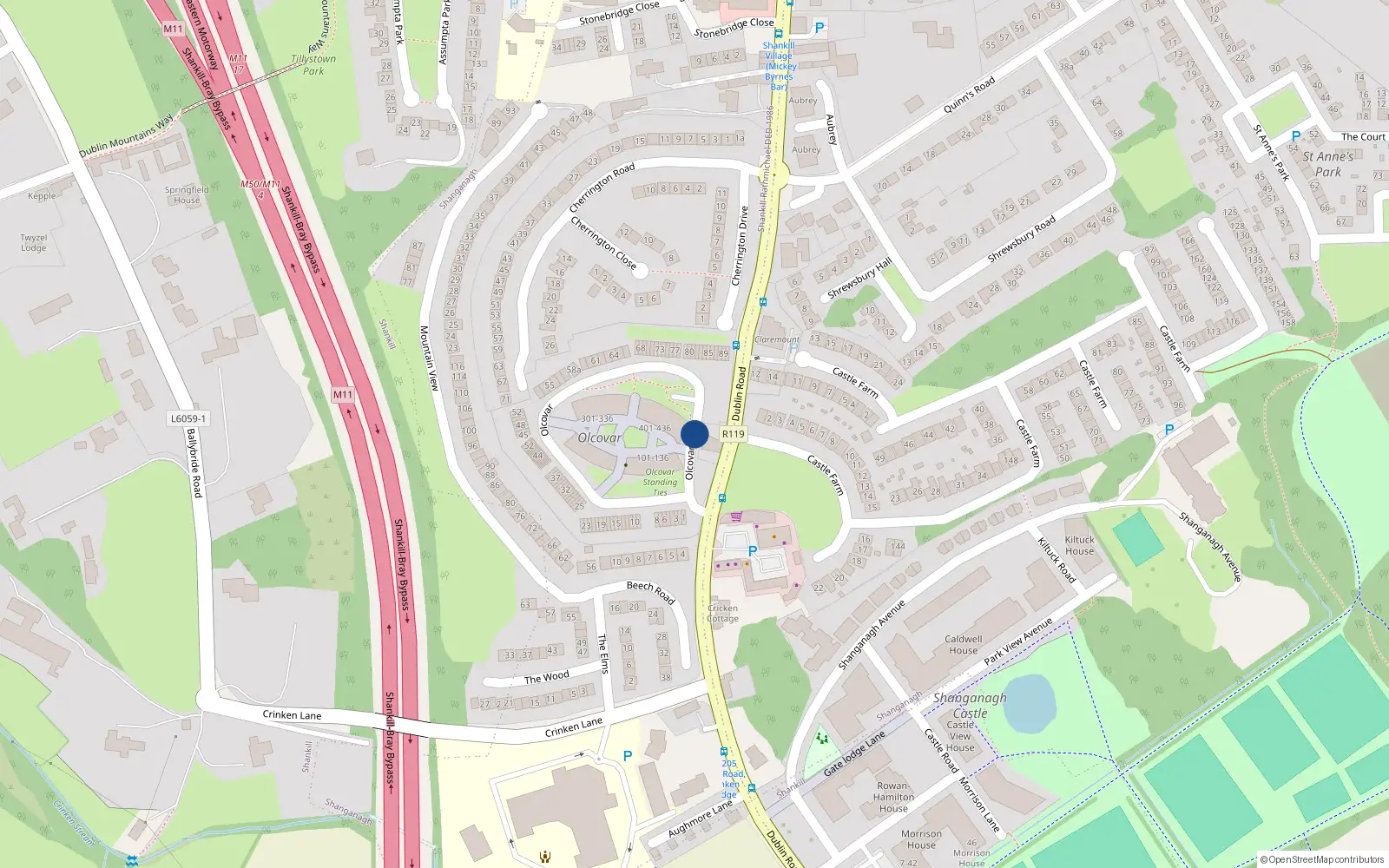 Overhead map showing the location of 227 Olcovar, Shankill