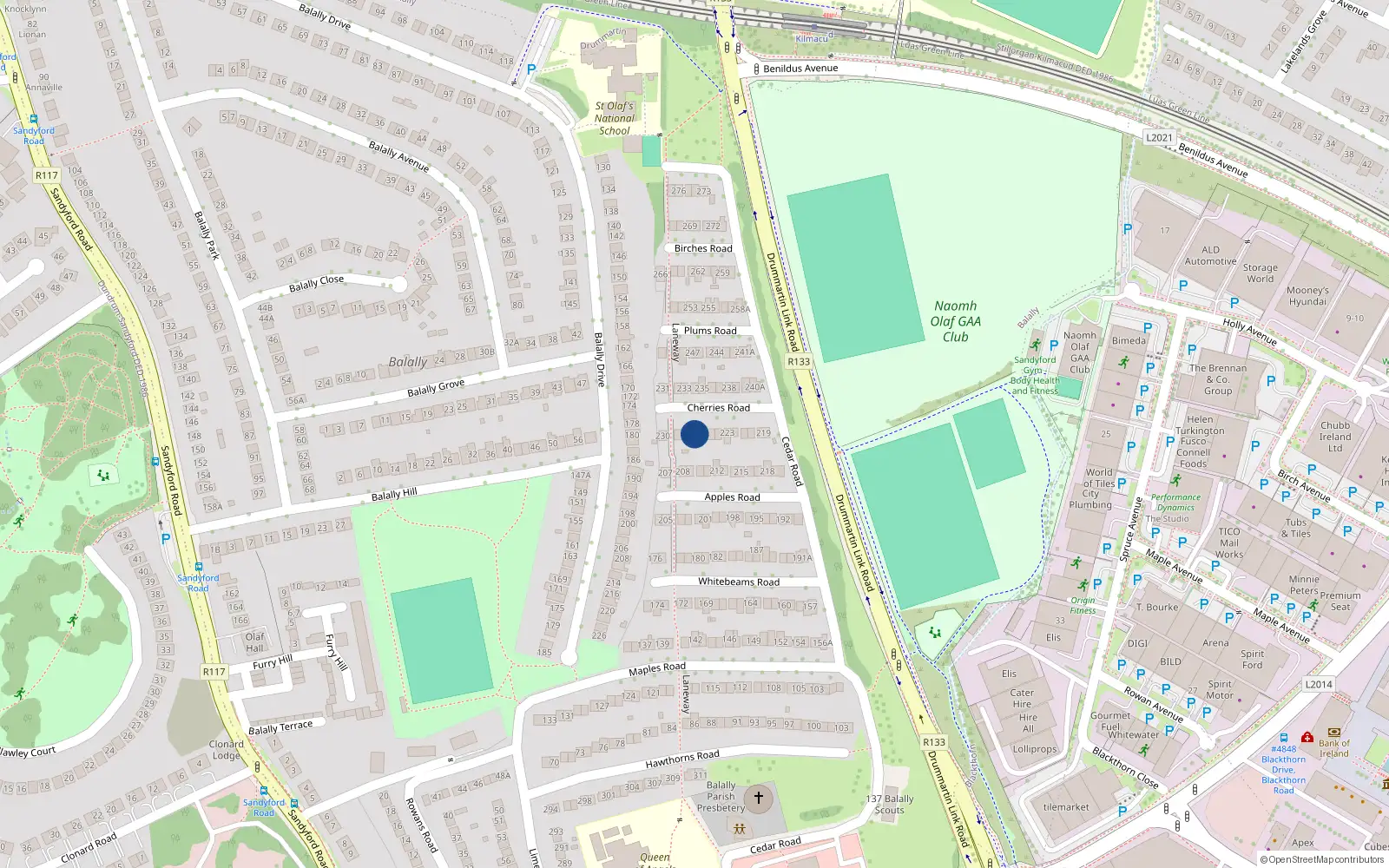 Overhead map showing the location of 227 Cherries Road, Wedgewood