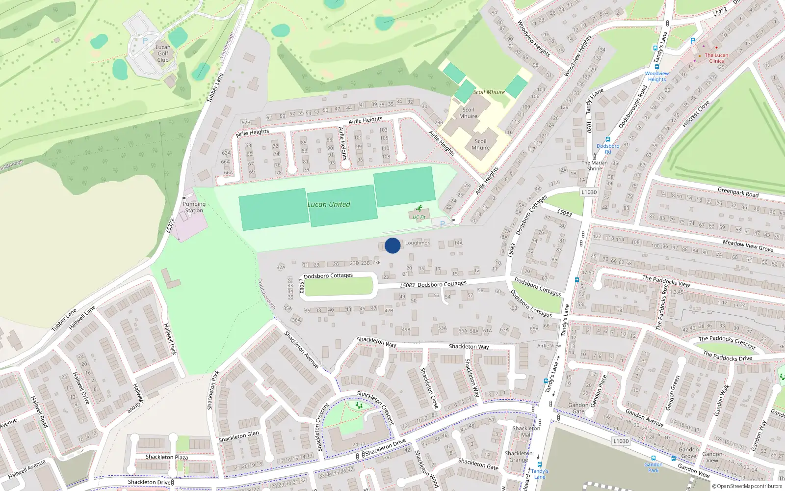 Overhead map showing the location of 22A Dodsborough Cottages, Lucan