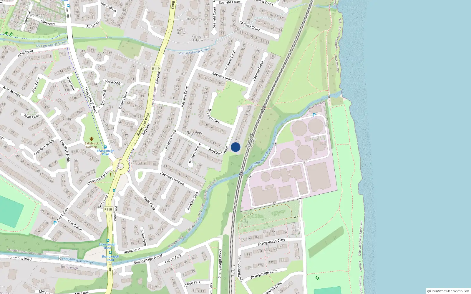 Overhead map showing the location of 22bayview Lawns, Killiney, County Dublin