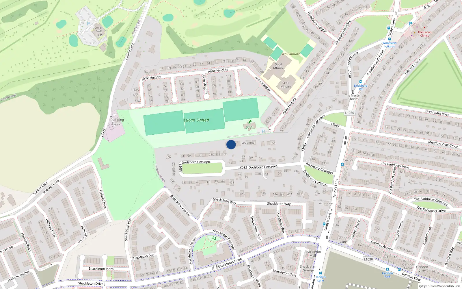 Overhead map showing the location of 22C Dodsborough Cottages, Lucan