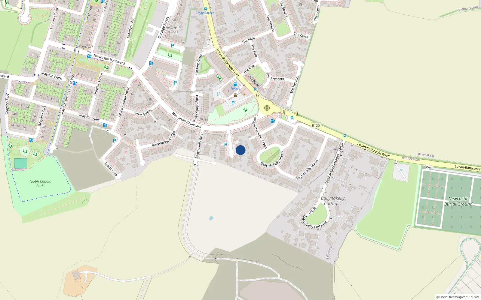 Overhead map showing the location of 23 Ballynakelly Court, Ballynakelly