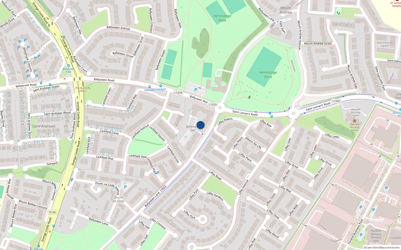 Overhead map showing the location of 23 Ballyowen Hall, Ballyowen Lane, Lucan