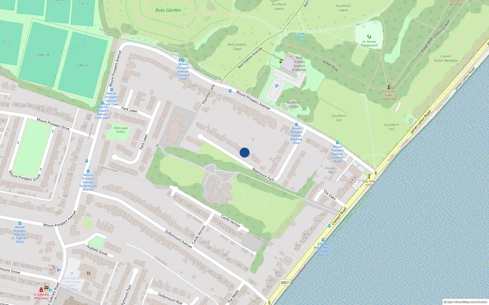 Overhead map showing the location of 23 Baymount Park, Dublin 3