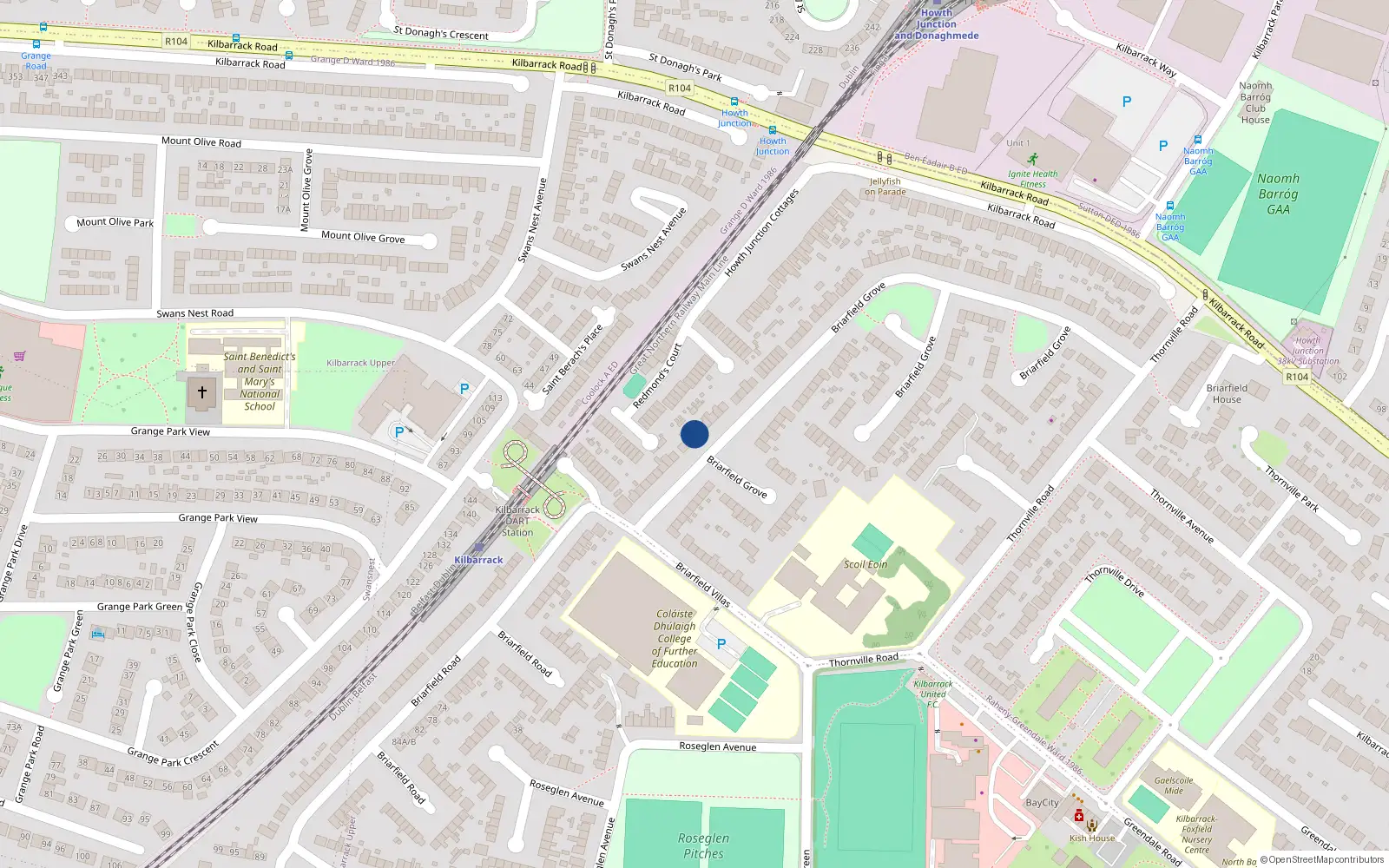 Overhead map showing the location of 23 Briarfield Grove, Dublin 5