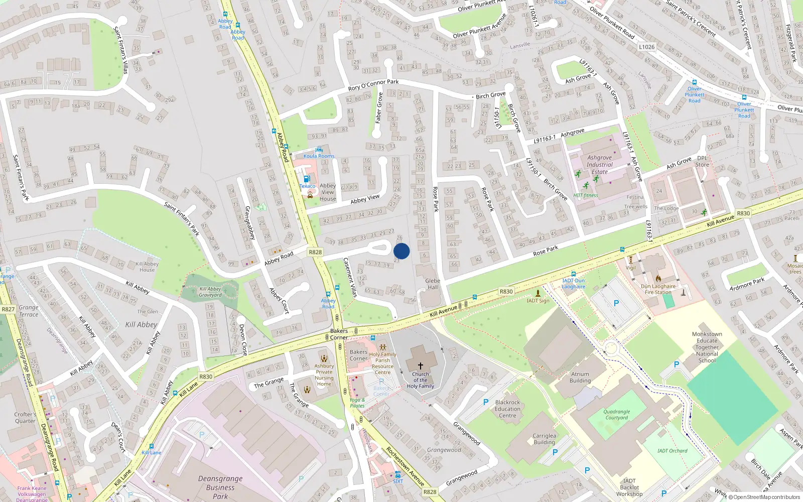 Overhead map showing the location of 23 Casement Villas, Dun Laoghaire