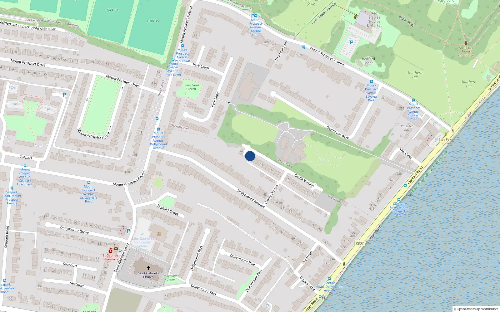 Overhead map showing the location of 23 Castle Vernon, Dublin 3