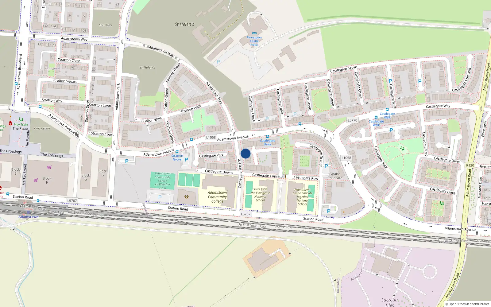 Overhead map showing the location of 23 Castlegate Copse, Lucan