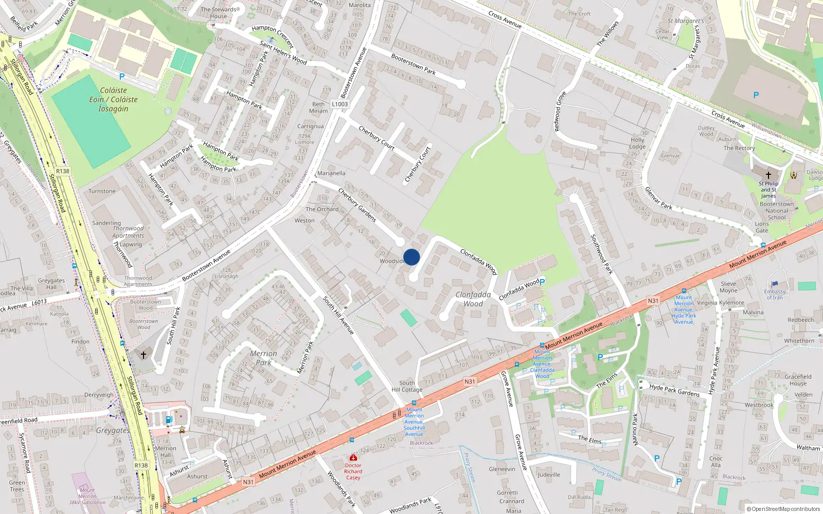 Overhead map showing the location of 23 Clonfadda Wood, Blackrock