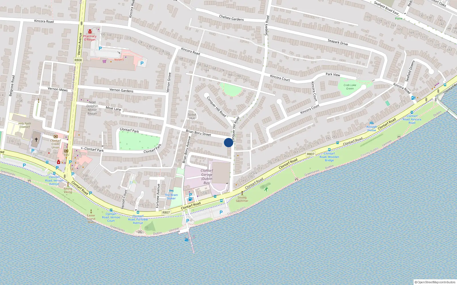 Overhead map showing the location of 23 Conquer Hill Road, Dublin 3