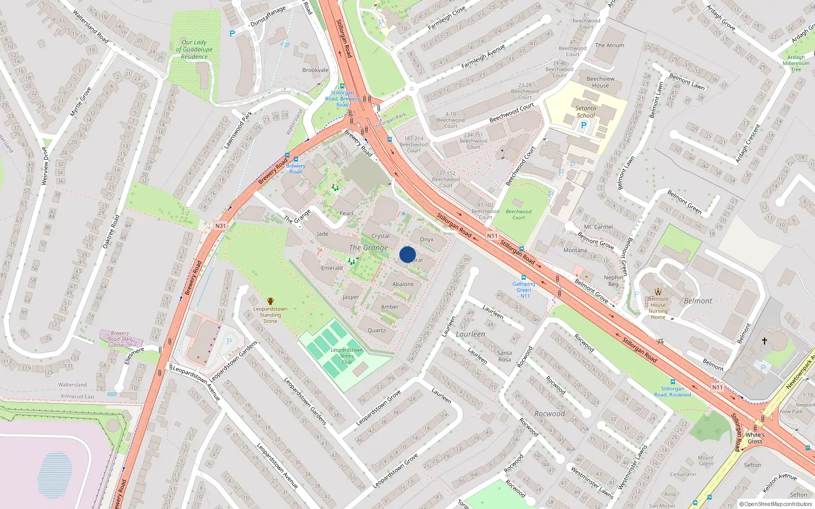 Overhead map showing the location of 23 Coral, The Grange, Stillorgan