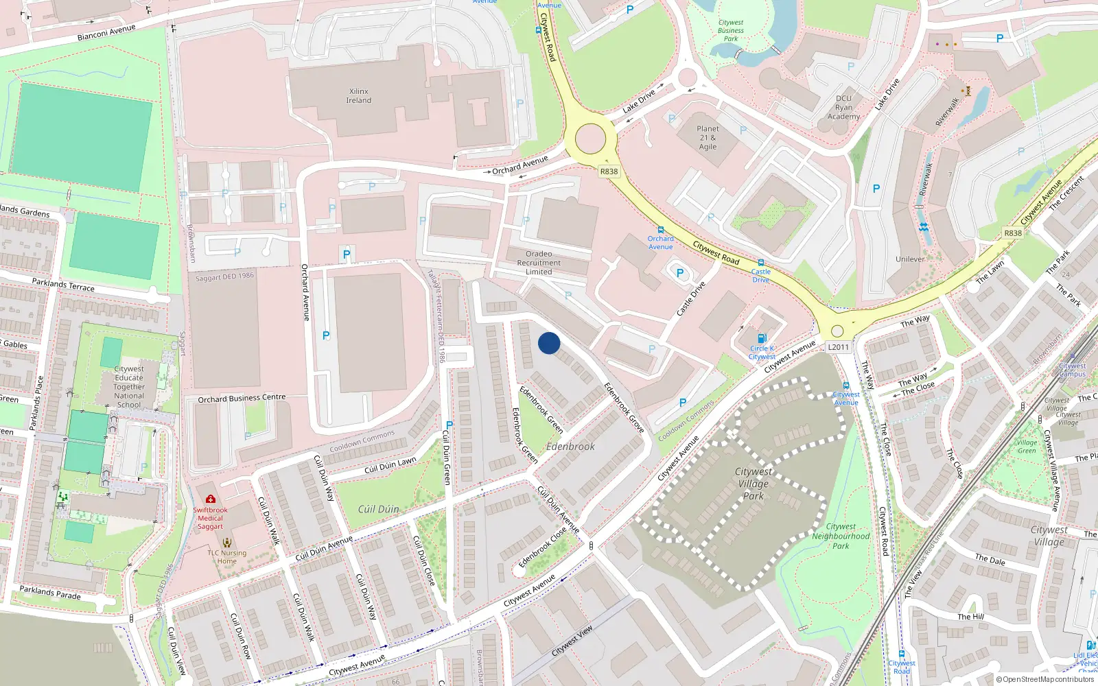 Overhead map showing the location of 23 Edenbrook Grove, Citywest