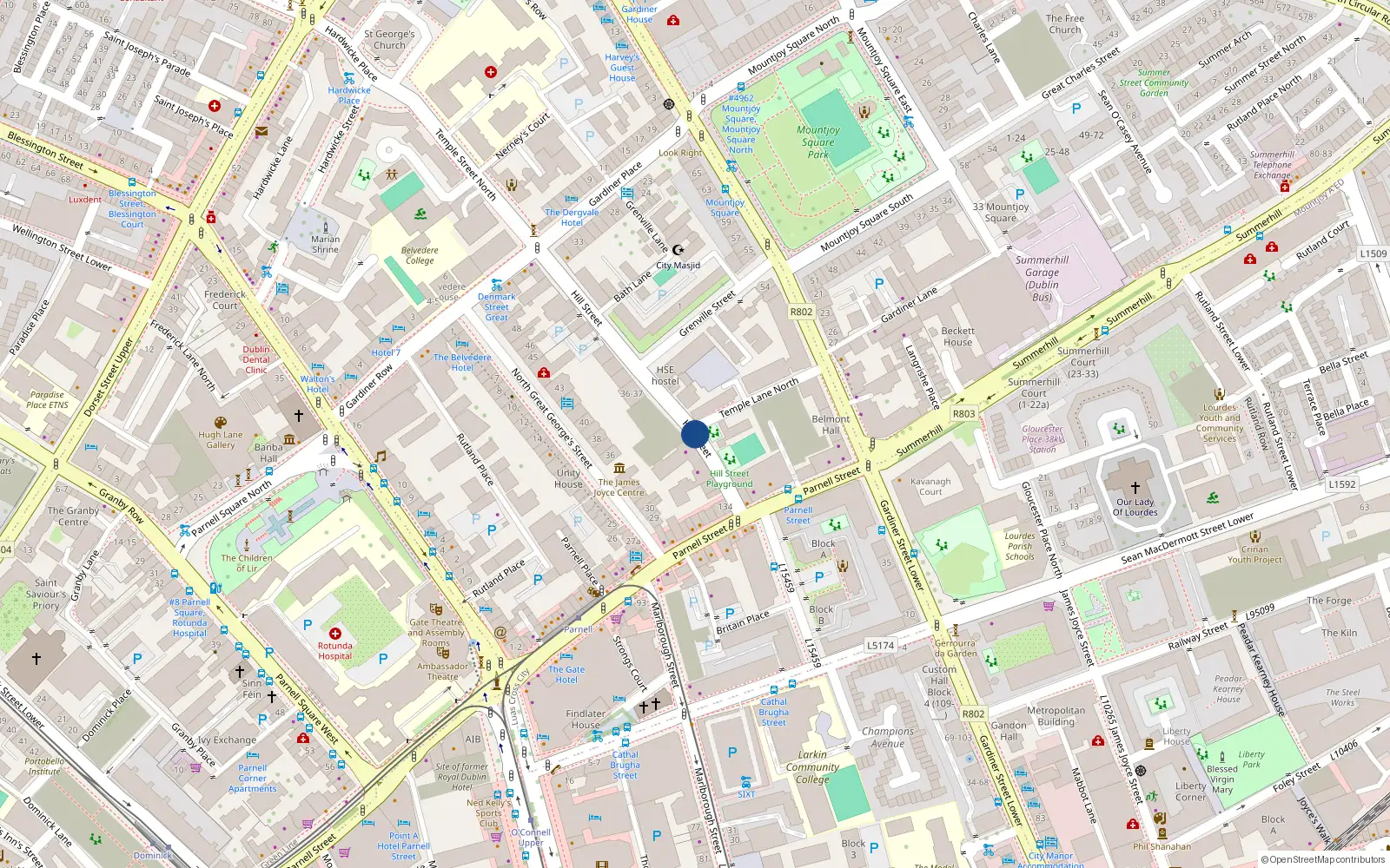 Overhead map showing the location of 23 Hill Street, Dublin
