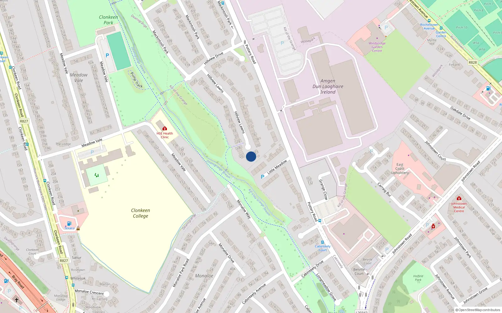 Overhead map showing the location of 23 Hillview Lawns, Dun Laoghaire