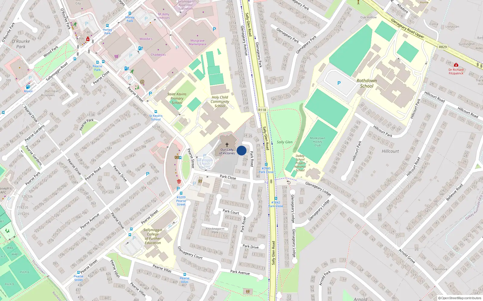 Overhead map showing the location of 23 Park Road, Glenageary Heights, Glenageary