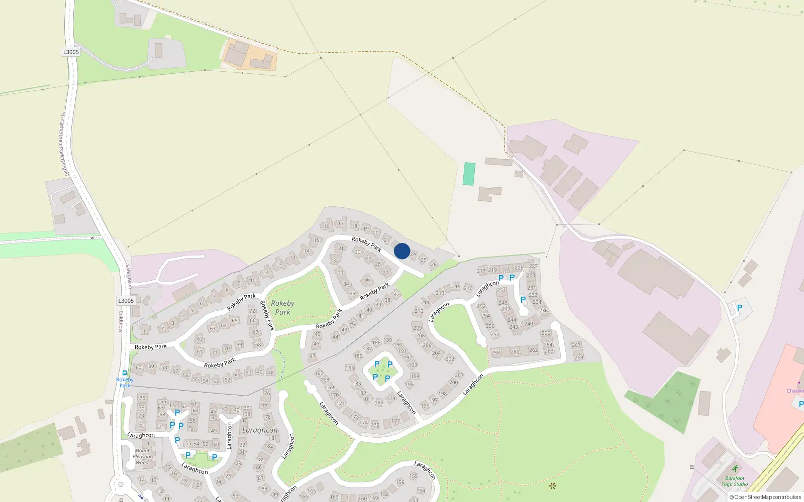 Overhead map showing the location of 23 Rokeby Park, Lucan