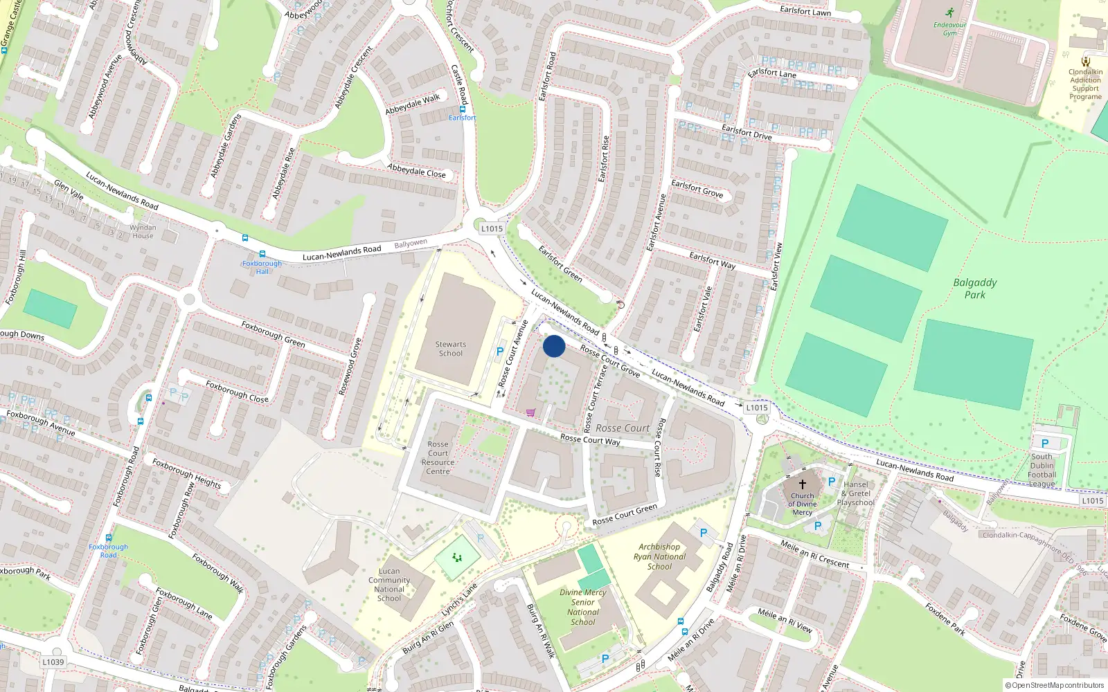 Overhead map showing the location of 23 Rosse Court Grove, Balgaddy Road, Lucan