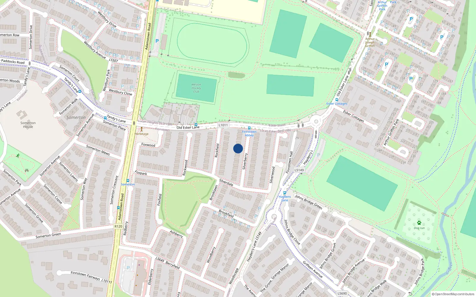 Overhead map showing the location of 23 Silverberry, Lucan