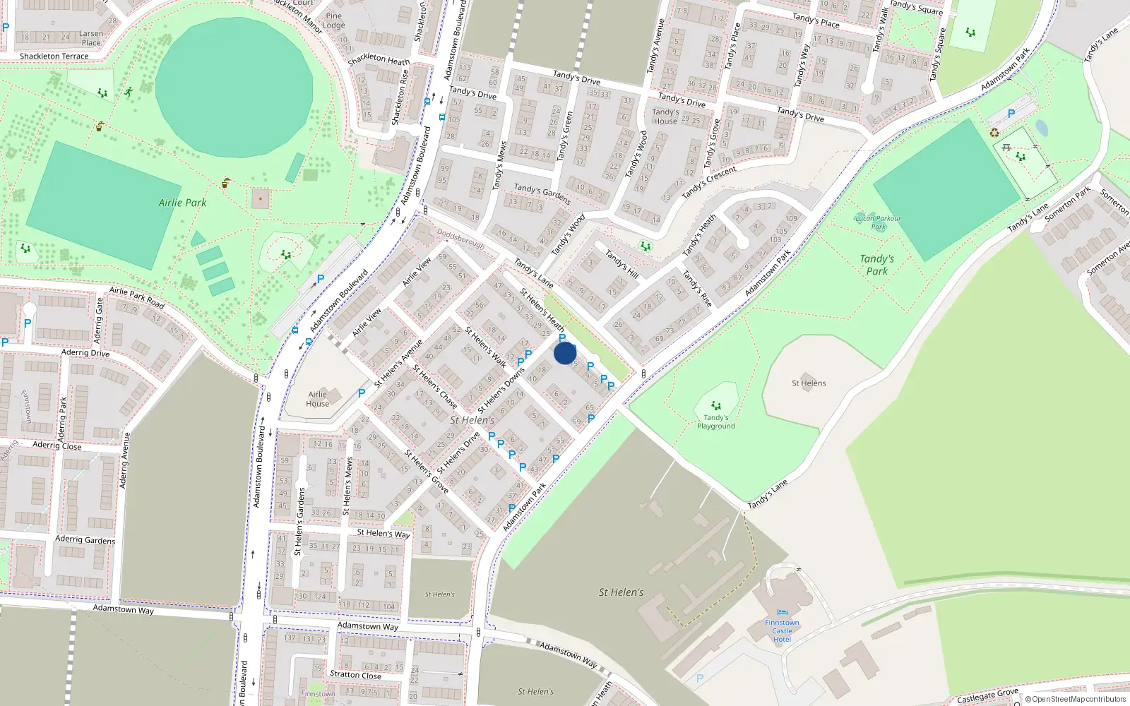 Overhead map showing the location of 23 Saint Helen's Heath, Lucan