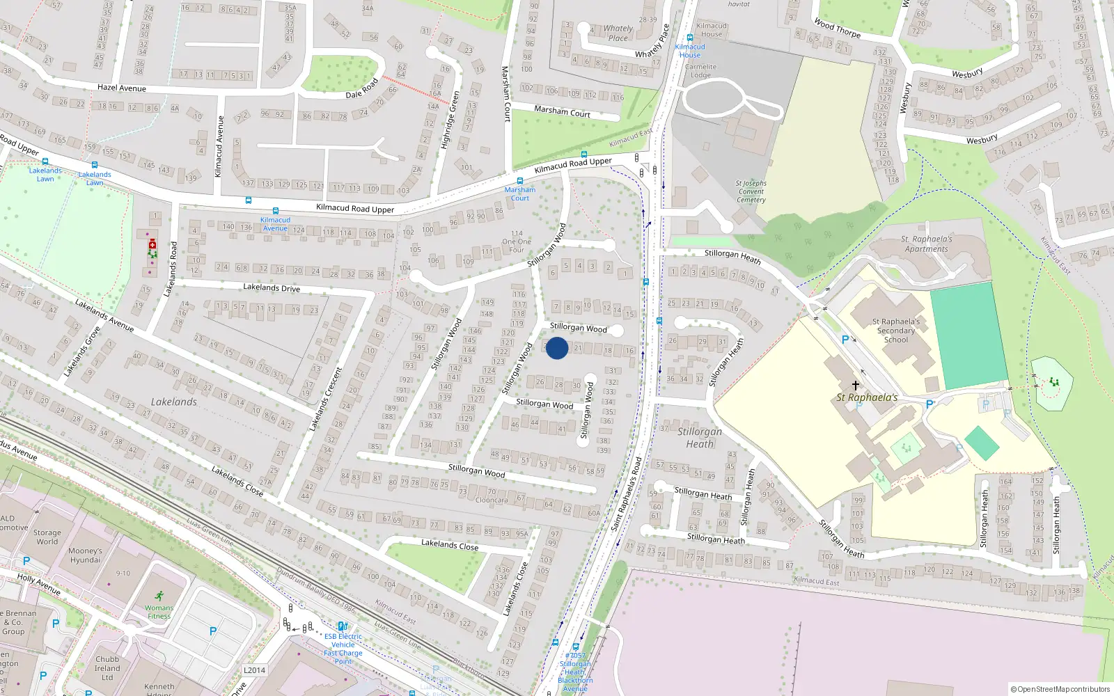 Overhead map showing the location of 23 Stillorgan Wood, Blackrock, Dublin