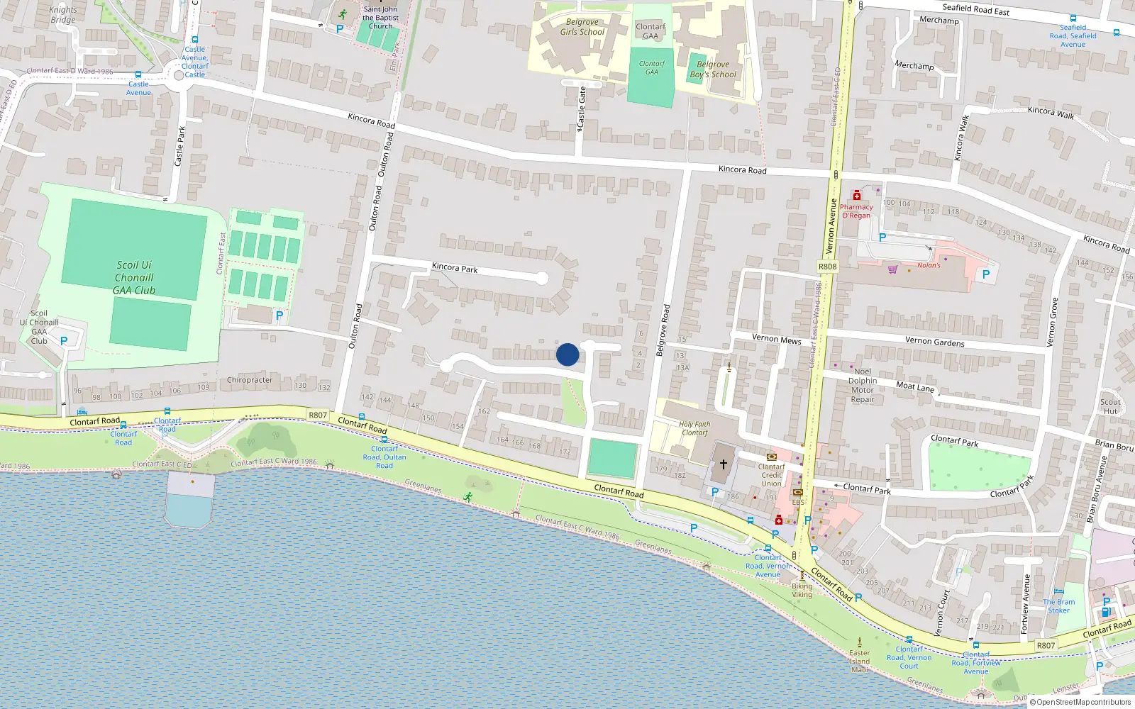 Overhead map showing the location of 23 Summerville, Dublin 3