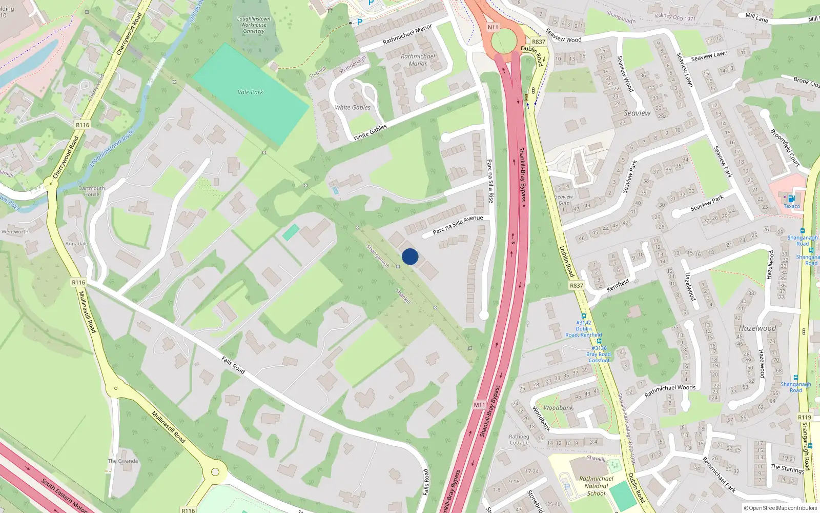 Overhead map showing the location of 23 the Croft, Park na Silla, Loughlinstown