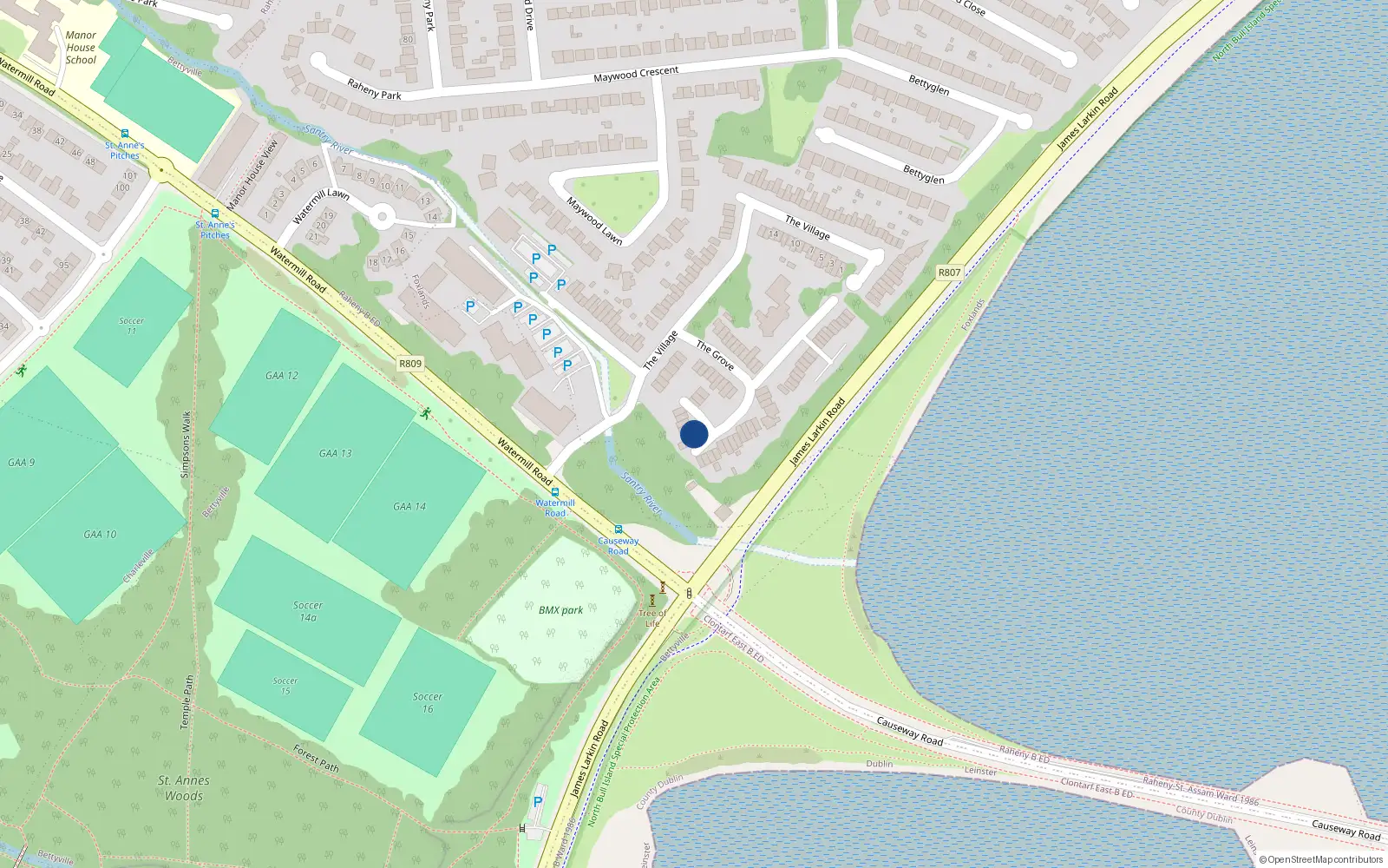 Overhead map showing the location of 23 The Grove, Dublin 5