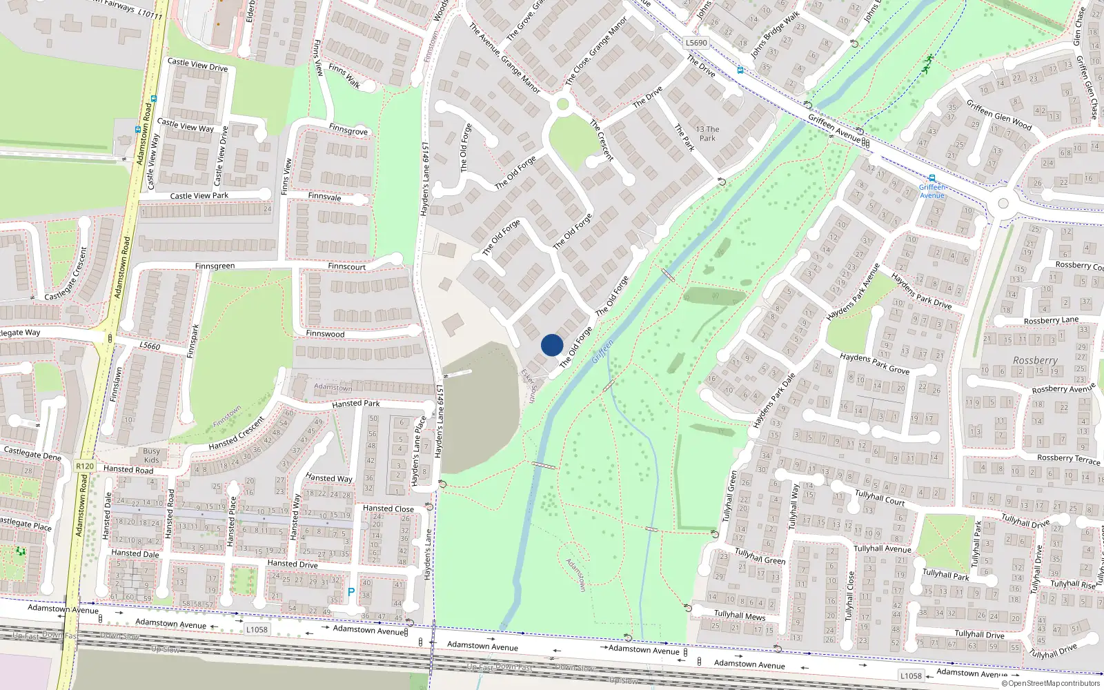 Overhead map showing the location of 23 The Old Forge, Lucan