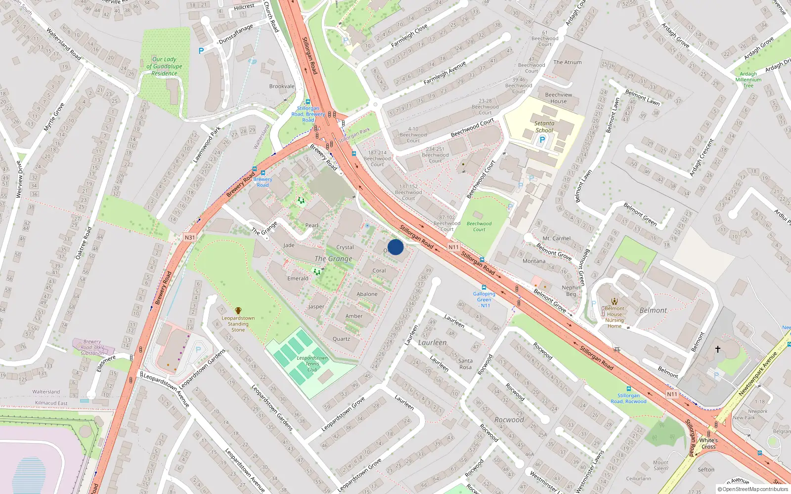 Overhead map showing the location of 23 the Onyx, The Grange, Stillorgan